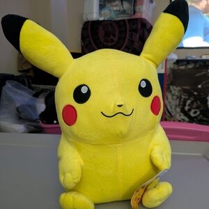 Lrg Pokemon Pikachu Toy Factory Nintendo 16” Stuffed Animal Plush Toy 14” Wide